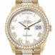  Day-Date 36 White Roman Dial Gold Diamond Bezel Watch 128348RBR-0043 128348RBR
