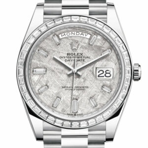 Day-Date 40 Meteorite Baguette Diamond Dial 40 Baguette Diamond Bezel Platinum President Automatic Men's Watch 228396TBR 228396
