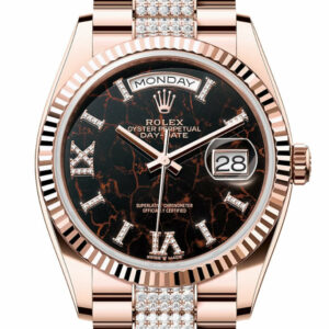  Day-Date 36 Eisenkiesel Dial Fluted Bezel 18K Everose gold Diamond President Watch 128235