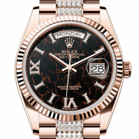  Day-Date 36 Eisenkiesel Dial Fluted Bezel 18K Everose gold Diamond President Watch 128235