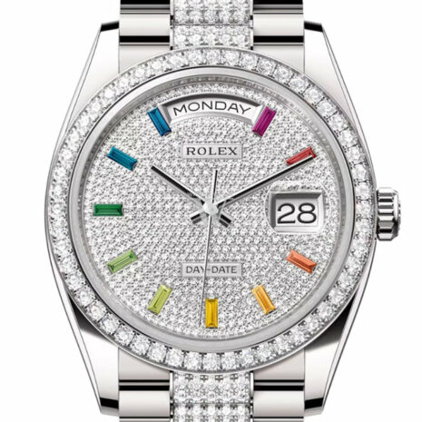  Day-Date 36 Diamond Paved Diamond Dial Diamond Bezel White Gold Diamond President Watch 128349RBR