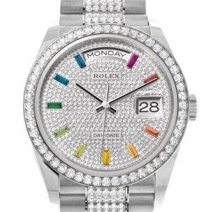 Day-Date 36 Diamond Paved Diamond Dial Diamond Bezel White Gold Diamond President Watch 128349RBR