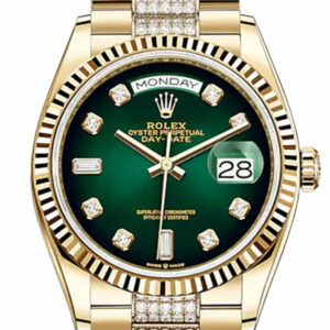 Day-Date 36 Green Ombre Diamond-set Dial 18K Yellow Gold Watch Diamond set president Bracelet 128238