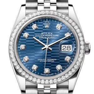 Datejust 36 Blue Fluted Motif Diamond Dial Diamond Bezel Jubilee Watch 126284RBR 126284RBR-0049