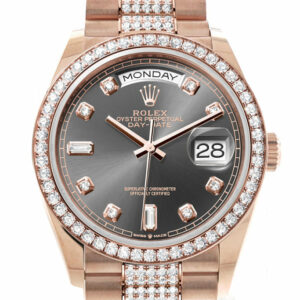 Day-Date 36 Slate Dial Diamond Bezel 18K Everose Gold Diamond President Watch 128345RBR