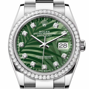 Datejust 36 Green palm Motif Diamond Dial Diamond Bezel Watch 126284RBR 126284RBR-0048
