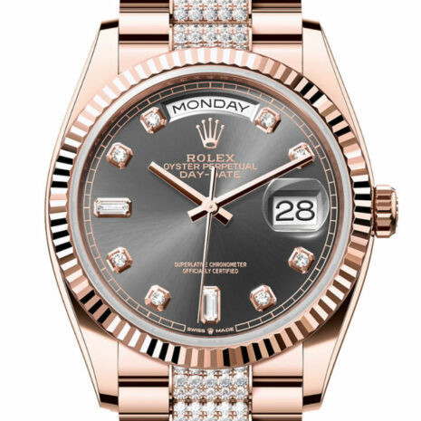  Day-Date 36 Slate Diamond Dial Fluted Bezel 18K Everose gold Diamond  President Watch 128235