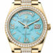  Day-Date 36 Dark Turquoise Diamond Dial Gold Diamond Bezel Watch 128348RBR-0038 128348RBR