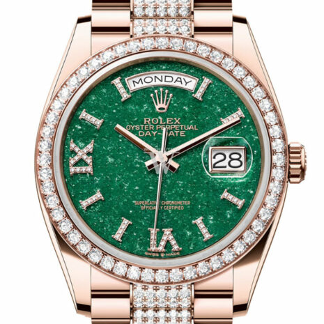  Day-Date 36 Green Aventurine Dial Diamond Bezel 18K Everose Gold Diamond President Watch 128345RBR