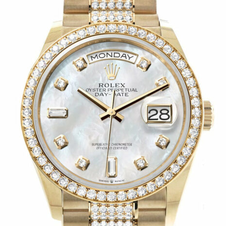  Day-Date 36 Mother-of-Pearl Diamond Dial Gold Diamond Bezel Watch 128348RBR-0019 128348RBR