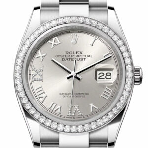Datejust 36 Silver Roman Diamond  Dial Diamond Bezel Watch 126284RBR 126284RBR-0022