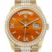  Day-Date 36 Carnelian Dial Gold Diamond Bezel Watch 128348RBR-0050 128348RBR