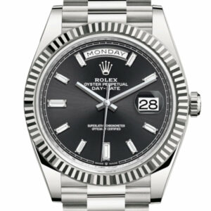 Day-Date 40 Black Diamond Dial Fluted Bezel White Gold President Automatic Men's Watch 228239