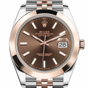 Datejust 41 Chocolate Dial Steel and 18K Rose Gold Men's Watch 126301