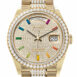  Day-Date 36 Pave Dial Gold Diamond Bezel Watch 128348RBR-0031 128348RBR