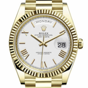 Day-Date 40 White Roman Dial 18K Yellow Gold President Automatic Men's Watch 228238