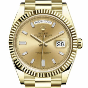 Day-Date 40 Champagne 10 Baguette Diamond Dial 18K Yellow Gold President Automatic Men's Watch 228238