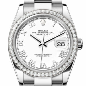 Datejust 36 White Roman Dial Diamond Bezel Watch 126284RBR 126284RBR-0018