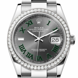 Datejust 36 Grey Green Diamond Dial Diamond Bezel Watch 126284RBR 126284RBR-0038