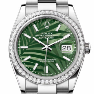 Datejust 36 Green Palm Motif Dial Diamond Bezel Watch 126284RBR 126284RBR-0040