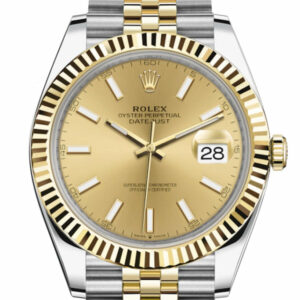Datejust 41 Champagne Dial Fluted Bezel 18k Yellow Gold Jubilee Mens Watch 126333