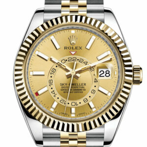 Sky Dweller Champagne Dial 18K Yellow Gold Bezel Two Tone Jubilee  Men's Watch 326933