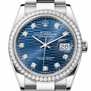 Datejust 36 Blue Fluted Motif Diamond Dial Diamond Bezel Watch 126284RBR 126284RBR-0050