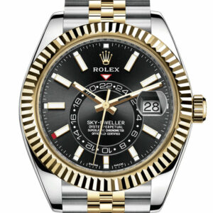 Sky Dweller Black Dial 18K Yellow Gold Bezel Two Tone Jubilee  Men's Watch 326933