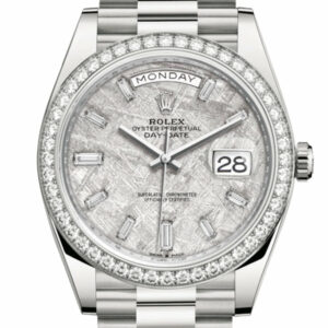 Day-Date 40 Meteorite Baguette Diamond Dial Diamond Bezel White Gold President Automatic Men's Watch 228349RBR 228349