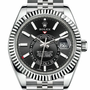 Sky Dweller Black Dial 18K White Gold Bezel Steel Jubilee Men's Watch 326934