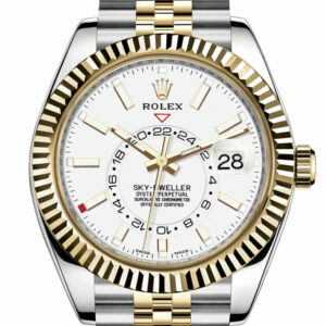Sky Dweller White Dial 18K Yellow Gold Bezel Two Tone Jubilee  Men's Watch 326933