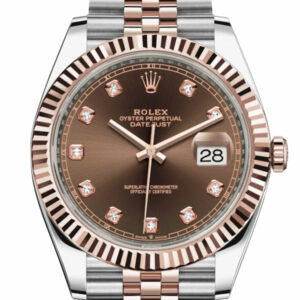 Datejust II 41 Chocolate Set Diamonds Dial 18K Rose Gold Mens Watch 126331