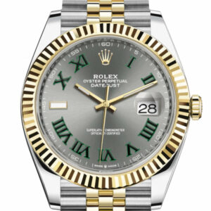Datejust 41 Slate Roman Dial Fluted Bezel 18k Yellow Gold Jubilee Mens Watch 126333