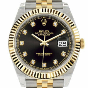 Datejust 41 Black Diamond Dial Steel and 18K Yellow Gold Jubilee Men's Watch 126333