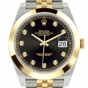  Datejust 41 Black Diamond Dial Steel and 18K Yellow Gold Jubilee Men's Watch 126303