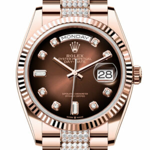 Day-Date 36 Brown ombré Diamond Dial Fluted Bezel 18K Everose gold Diamond  President Watch 128235