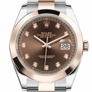 Datejust 41 Chocolate Diamond Dial Steel and 18K Rose Gold Men's Watch 126301