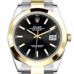  Datejust 41 Black Dial Steel and 18K Yellow Gold Oyster Men's Watch 126303