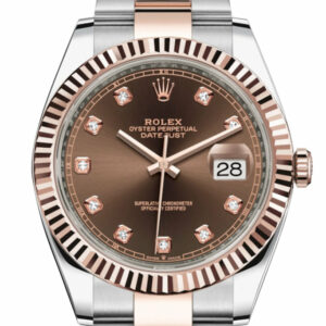 Datejust 41 Chocolate Diamond Dial Steel and 18K Rose Gold Oyster Men's Watch 126331