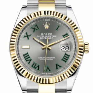 Datejust 41 Slate Roman Dial Fluted Bezel 18k Yellow Gold Mens Watch 126333