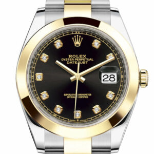  Datejust 41 Black Diamond Dial Steel and 18K Yellow Gold Oyster Men's Watch 126303