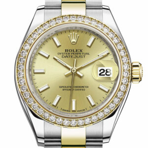 Datejust 28 Champagne Dial Diamond Bezel Yellow Gold Ladies Watch 279383RBR 279383