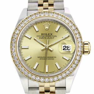 Datejust 28 Champagne Dial Diamond Bezel Yellow Gold Jubilee Ladies Watch 279383RBR 279383