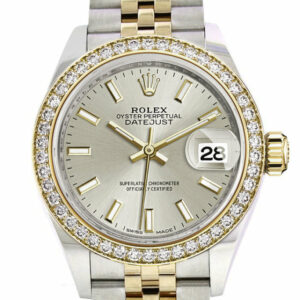 Datejust 28 Silver Dial Diamond Bezel Yellow Gold Jubilee Ladies Watch 279383RBR 279383