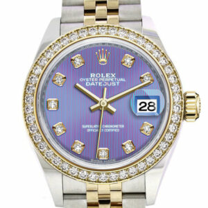 Datejust 28 Lavender set with diamonds Dial Diamond Bezel Yellow Gold Jubilee Ladies Watch 279383RBR 279383