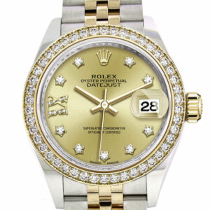 Datejust 28 Champagne Diamond Star Dial Diamond Bezel Yellow Gold Jubilee Ladies Watch 279383RBR 279383
