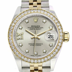 Datejust 28 Silver Diamond Star Dial Diamond Bezel Yellow Gold Jubilee Ladies Watch 279383RBR 279383