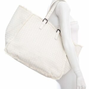 Bottega Veneta Large Fringe Off White Woven Tote
