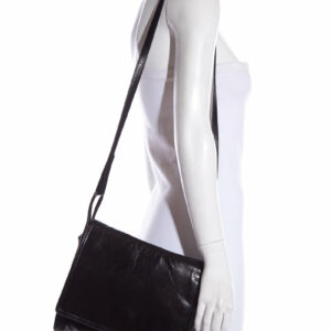 Bottega Veneta Vintage Black Leather Flap Handbag