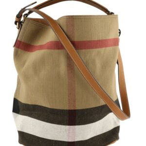 Burberry Medium Ashby Brown Coated Canvas Hobo Bag